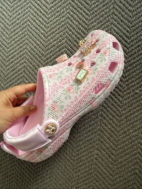LoveShackFancy Pink Floral Clog with Charms
